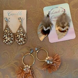 Gold and Crystal Earrings Set